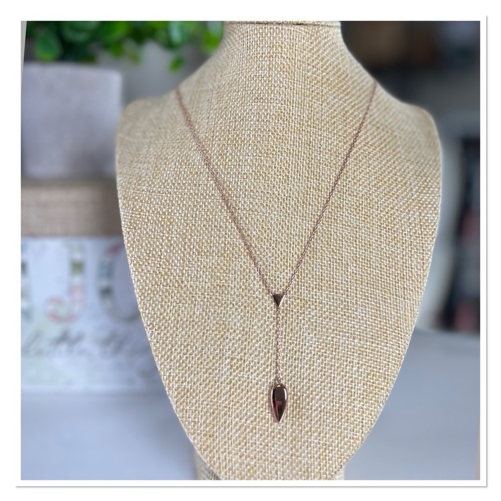 STELLA & DOT Rose Gold Teardrop Lariat Necklace